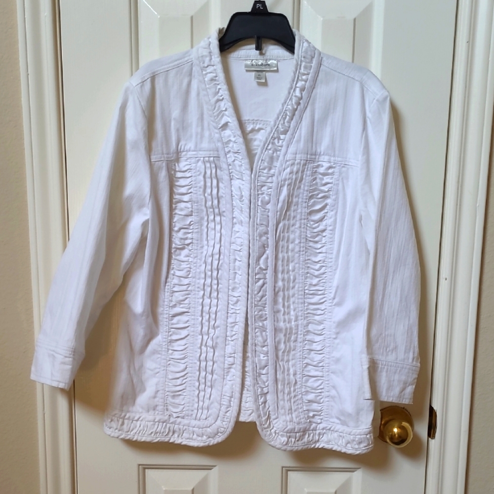 White Ruffled Denim Jacket